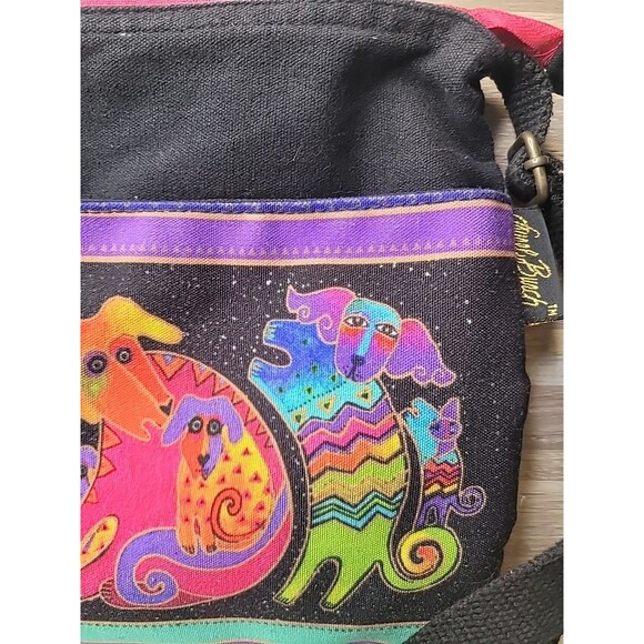 Laurel Burch Dog Puppy Clan Canvas Crossbody Tote Handbag Purse - Picture 4 of 14